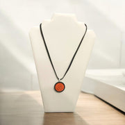 Handmade Sustainable Bamboo & Sea Bass Leather Necklace Charm | Unique Eco-Friendly Jewelry Gift